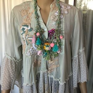 Antica Sartoria Pale Mint Green Embroidered Top